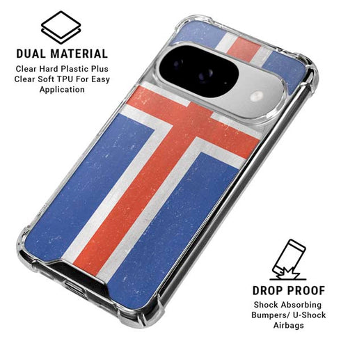 Iceland Flag Distressed Google Pixel 10 Clear Case